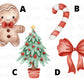 Gingerbread man, Candy Cane, Christmas Tree, Bow