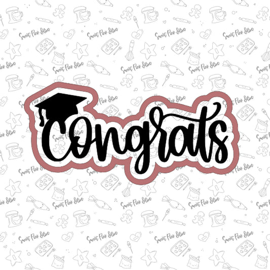 Congrats Grad Hand Lettered Stencil